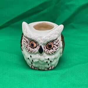 Ceramic Owl Toothpick Holder Made in Japan 2in tall hand painted and glazed